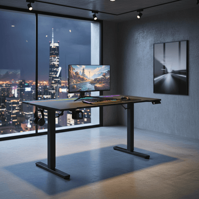 Bureau assis-debout design avec éclairage LED – MÖVIA Noir