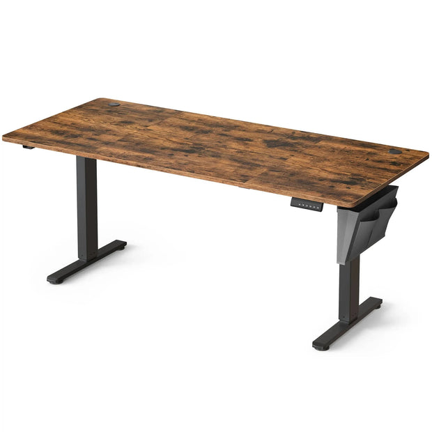 Bureau assis-debout électrique 180x80 cm à mémoire – MÖVIA Marron rustique