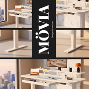 Bureau assis-debout électrique blanc avec tiroir et support – MÖVIA Blanc (120*60*116cm)