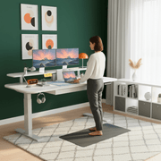 Bureau assis-debout électrique blanc avec tiroir et support – MÖVIA Blanc (120*60*116cm)