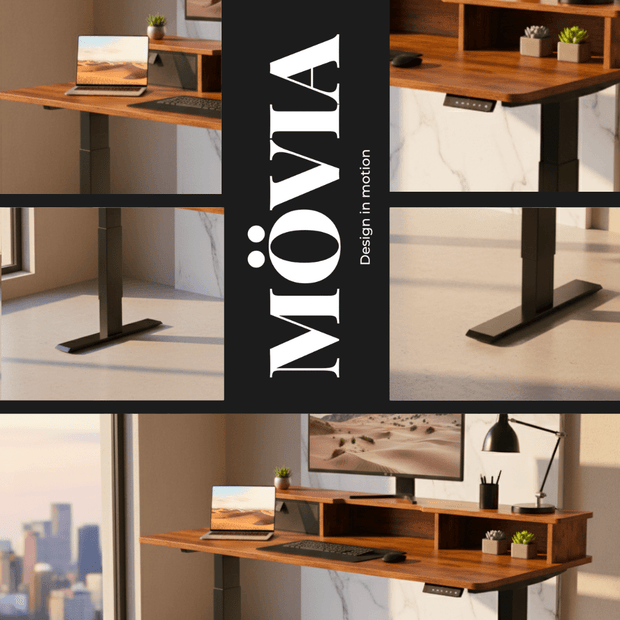 Bureau assis-debout électrique robuste à double sécurité – MÖVIA 120 cm x 60 cm