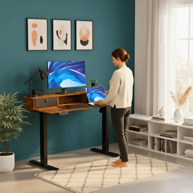 Bureau assis-debout électrique robuste à double sécurité – MÖVIA 120 cm x 60 cm