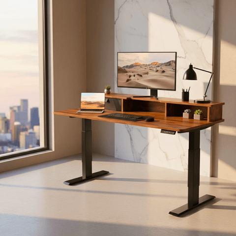 Bureau assis-debout électrique robuste à double sécurité – MÖVIA 120 cm x 60 cm